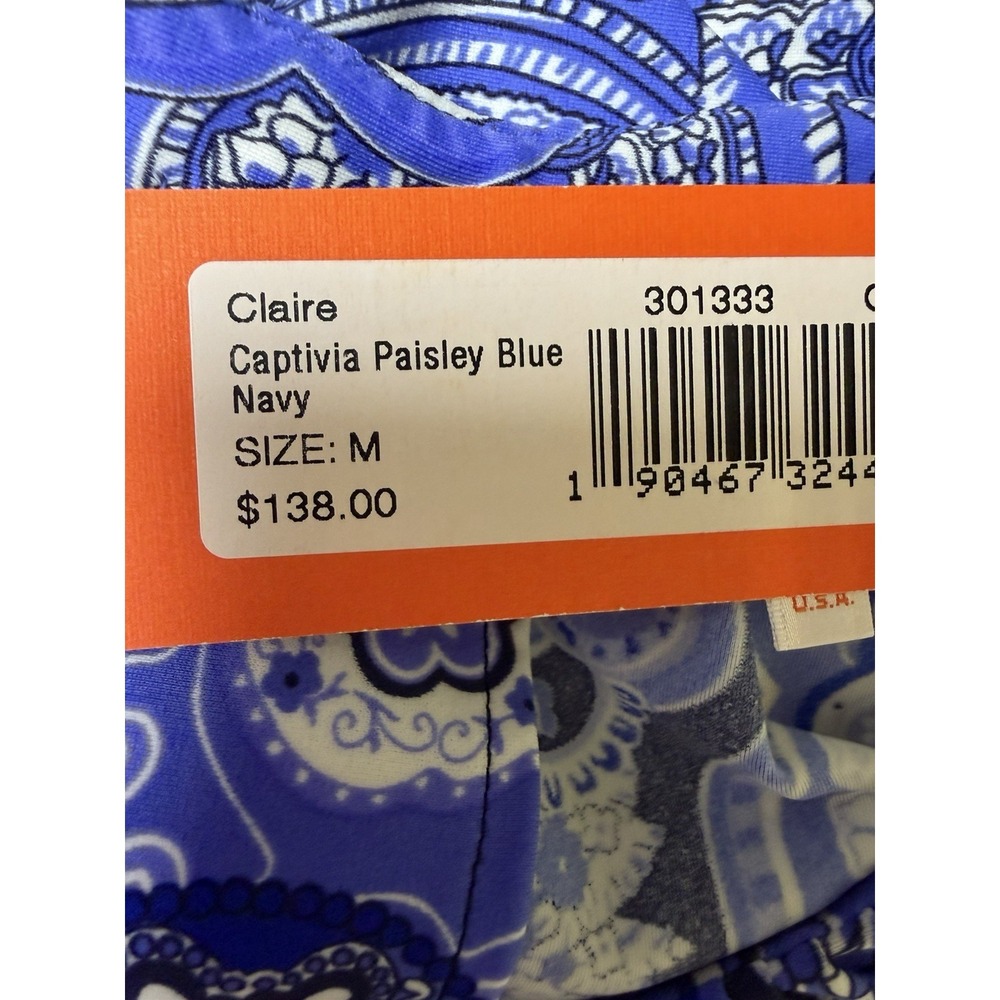 Jude Connally‎ Claire Captivia Paisley Print Tank Top Navy Blue Women's Size Med - Picture 12 of 12
